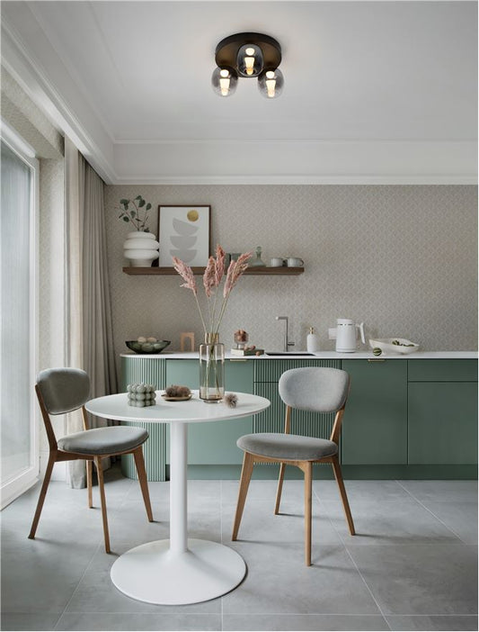 Plafoniera KITA Triac Dimmable Sandy Black Steel & Smoke Glass LED 16W 3000K Diam: 30 cm  Nova Luce