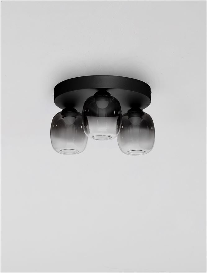 Plafoniera KITA Triac Dimmable Sandy Black Steel & Smoke Glass LED 16W 3000K Diam: 30 cm  Nova Luce