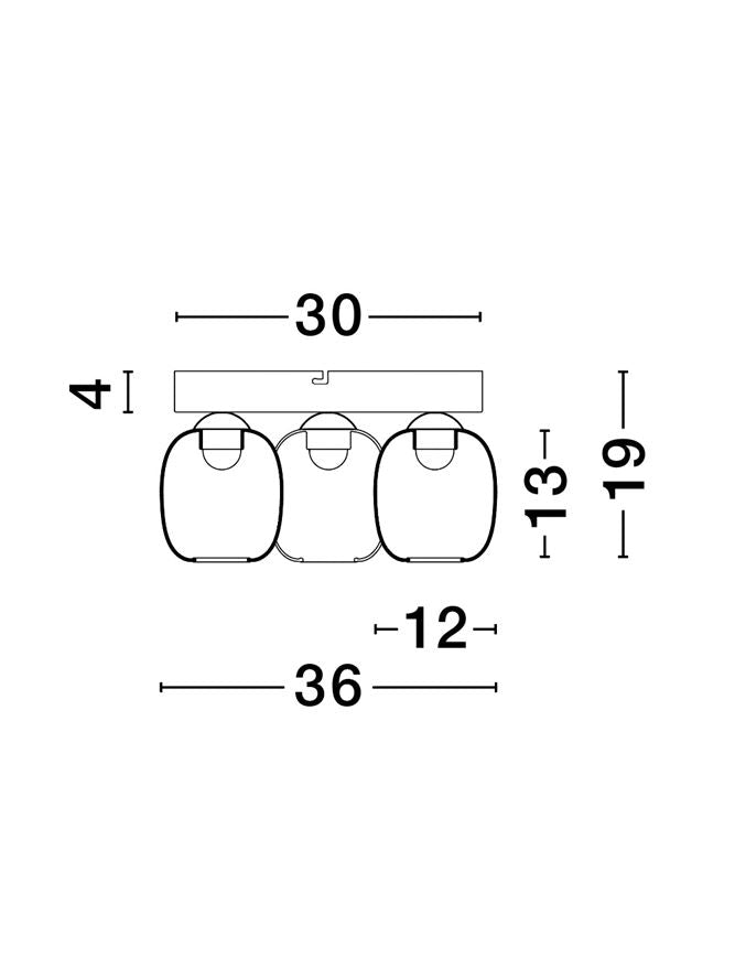 Plafoniera KITA Triac Dimmable Sandy Black Steel & Smoke Glass LED 16W 3000K Diam: 30 cm  Nova Luce