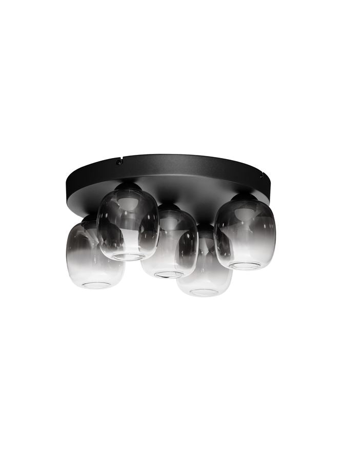 Plafoniera KITA Triac Dimmable Sandy Black Steel & Smoke Glass LED 28W 3000K Diam: 39 cm Nova Luce