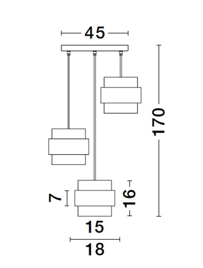 Lampa suspendata SIANNA 3 D45 NOVA LUCE
