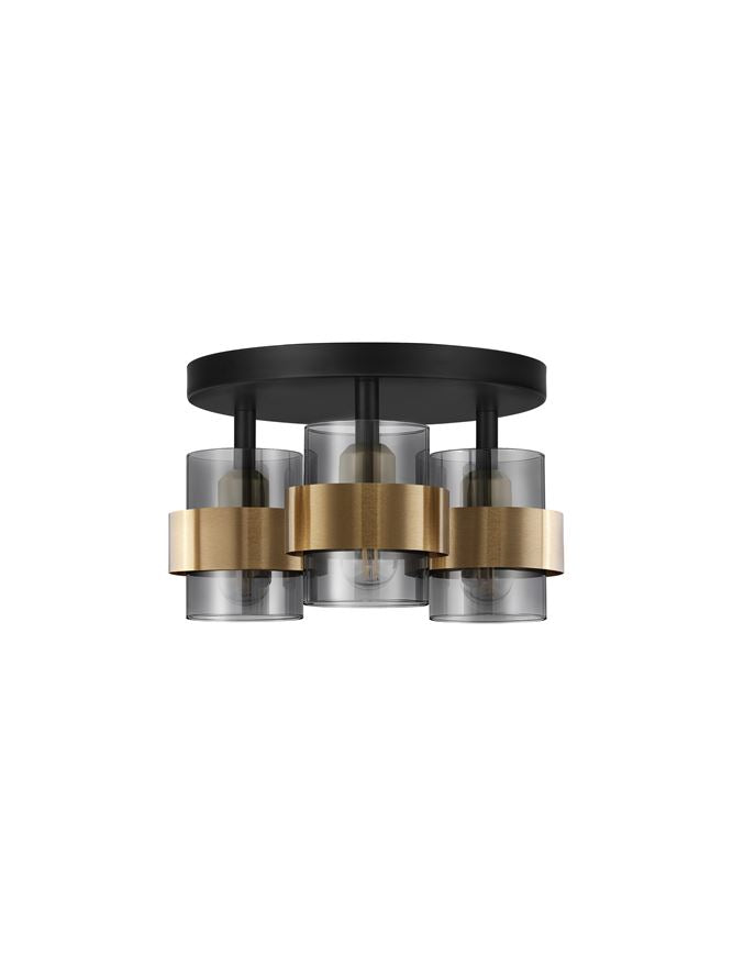 Plafoniera SIANNA Smoky Glass Brass Gold Metal 3X12W Diam. 37 cm Nova Luce