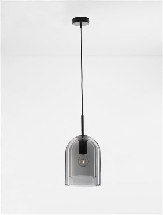 Lampa suspendata VELOR Double Layered Smoky Glass & Black Cord & Black Metal Base NOVA LUCE