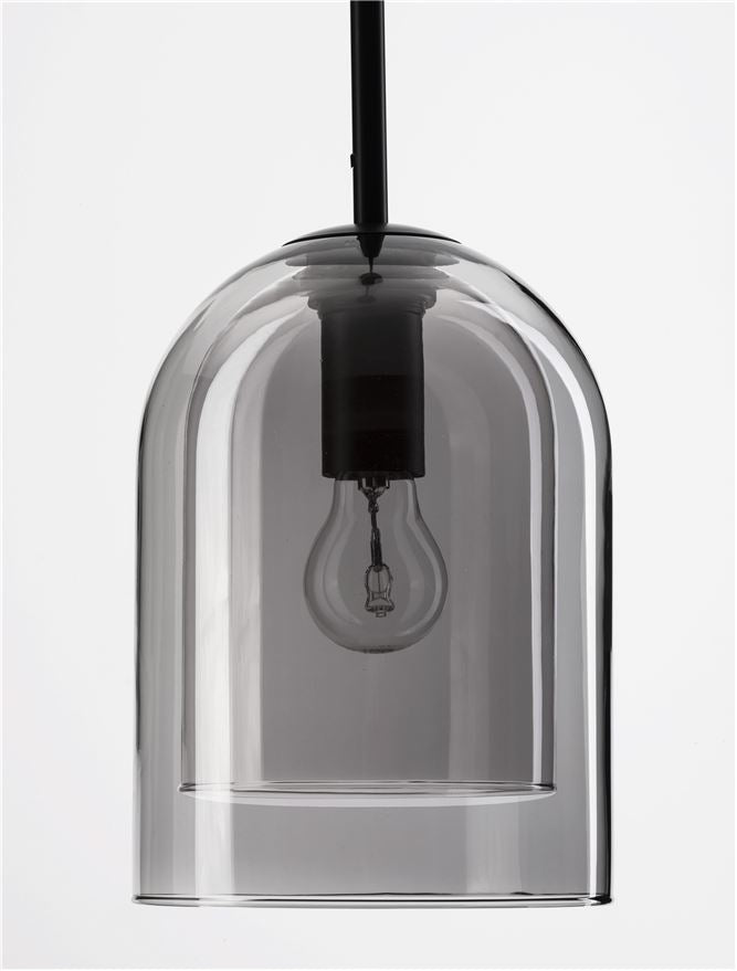 Lampa suspendata VELOR Double Layered Smoky Glass & Black Cord & Black Metal Base NOVA LUCE