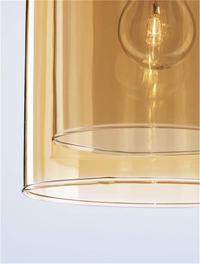 Lampa suspendata VELOR Double Layered Dark Champagne Glass & Black Cord & Black Metal Base NOVA LUCE