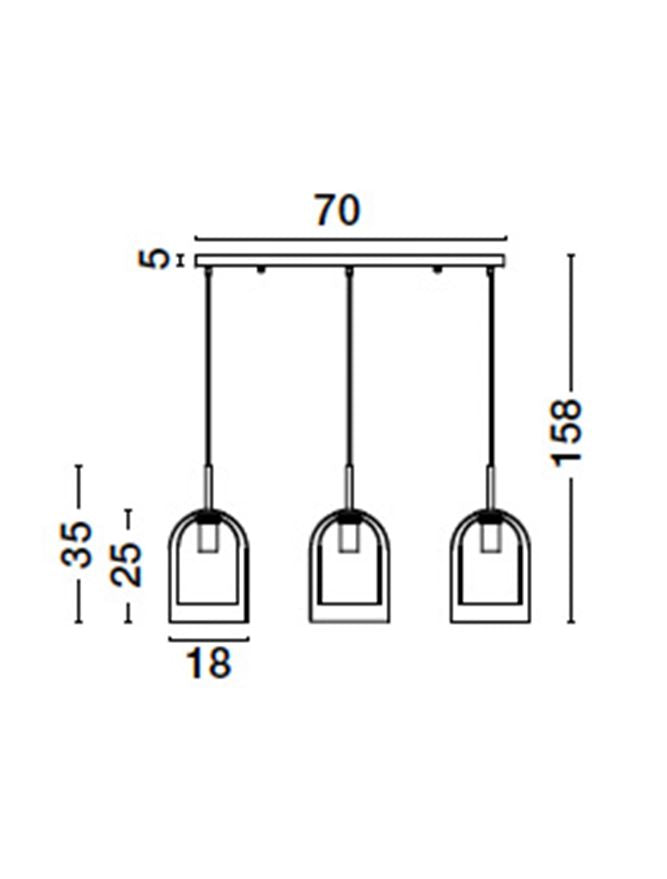 Lampa suspendata VELOR 3 Double Layered Dark Champagne Glass & Black Cord & Black Metal Base Model 2 NOVA LUCE