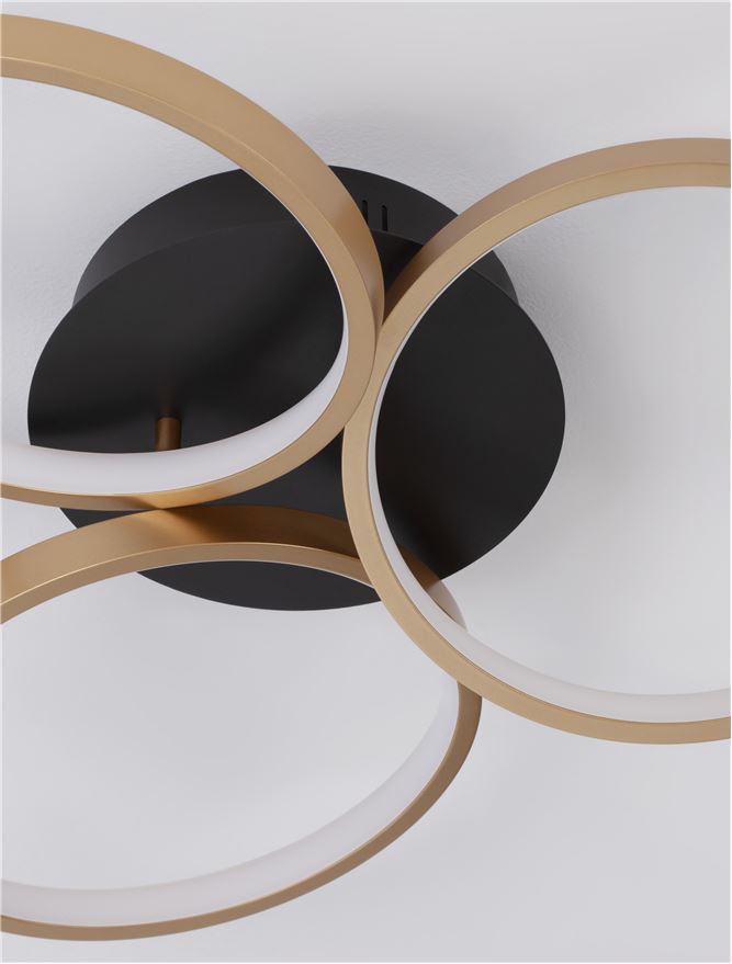 Plafoniera ELIZE Black & Brass Gold 28W Diam. 55 Nova Luce
