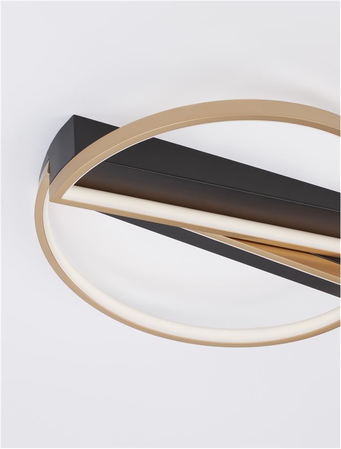 Plafoniera ELIZE Black & Brass Gold 28W Dim: 43.2X43.6 cm Nova Luce