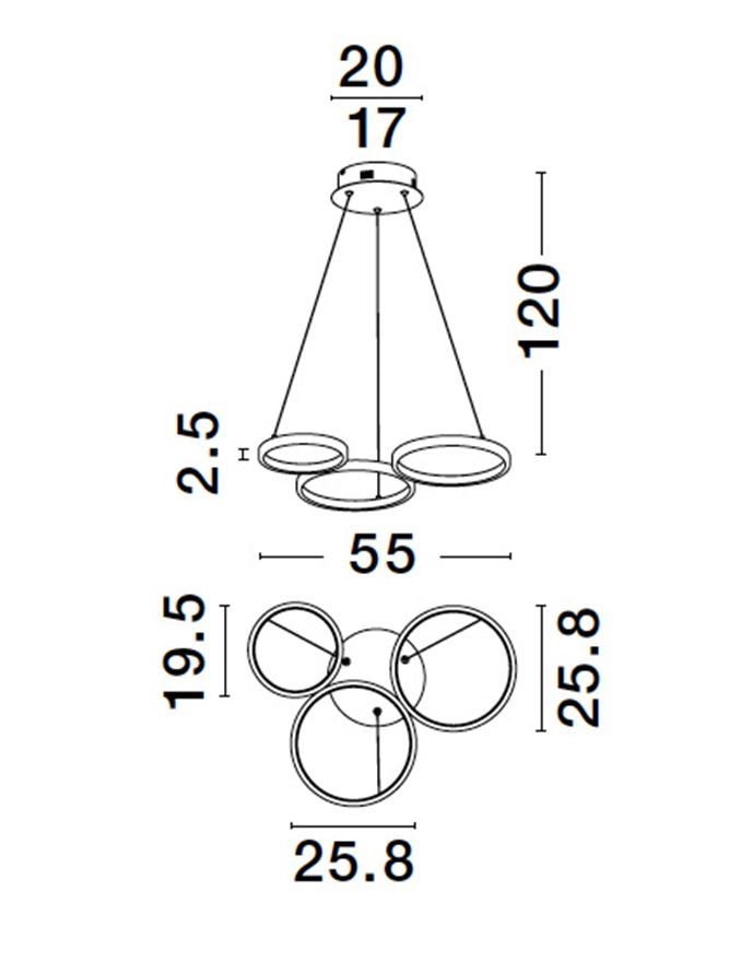 Lampa suspendata MAGNUS 3 Brass Gold Aluminiun & Silicon NOVA LUCE