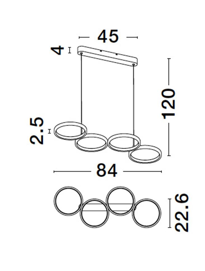 Lampa suspendata MAGNUS 4 Brass Gold Aluminiun & Silicon NOVA LUCE
