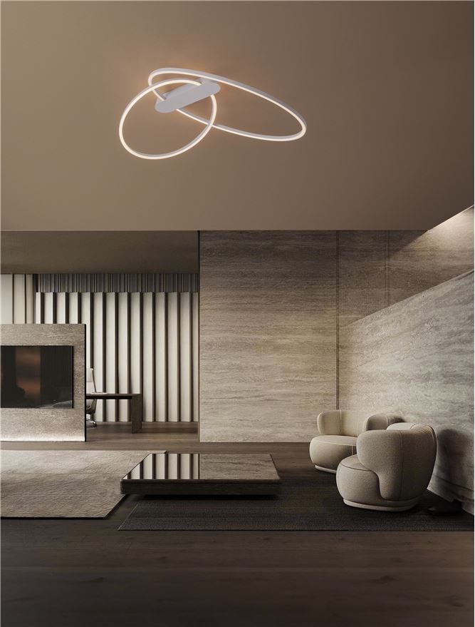 Plafoniera KIKLOS Triac Dimmable Sandy White Steel, Aluminium & Silicone LED 42W 3000K Diam: 72 cm  Nova Luce