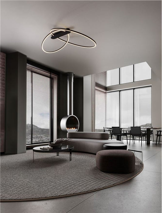 Plafoniera KIKLOS Triac Dimmable Sandy Black Steel, Aluminium & Silicone LED 42W 3000K Diam: 72 cm  Nova Luce