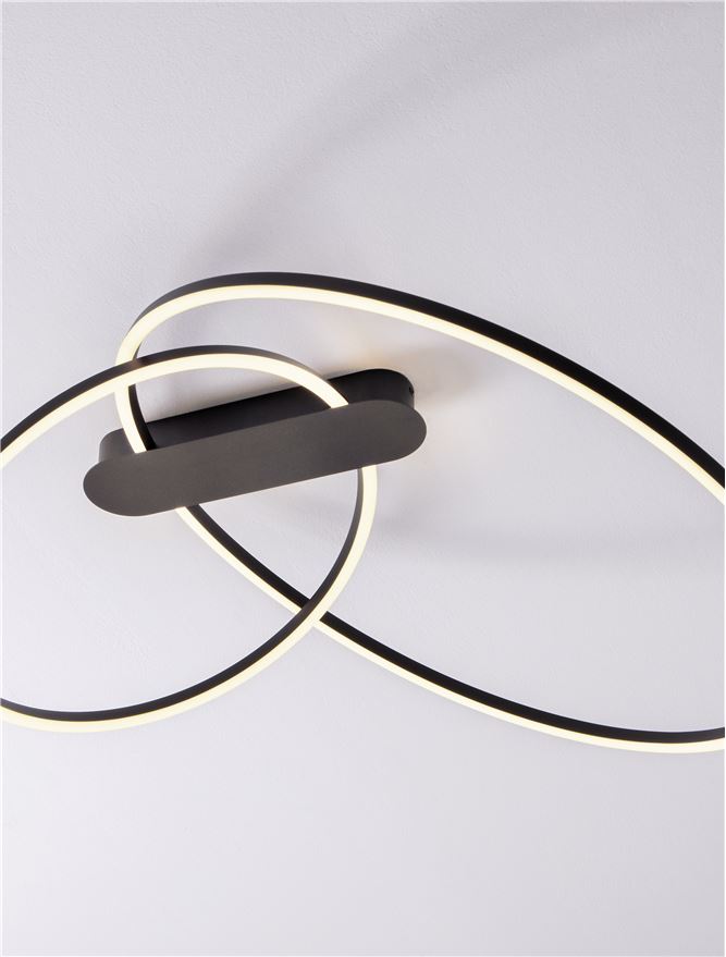 Plafoniera KIKLOS Triac Dimmable Sandy Black Steel, Aluminium & Silicone LED 42W 3000K Diam: 72 cm  Nova Luce