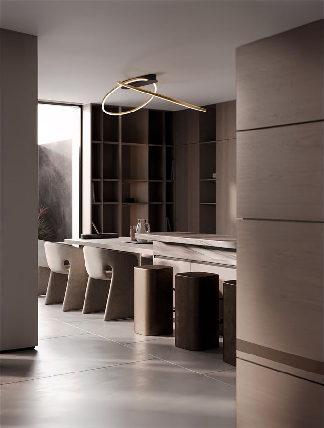 Plafoniera KIKLOS Triac Dimmable Brass Gold Steel, Aluminium & Silicone LED 42W 3000K Diam: 72 cm  Nova Luce