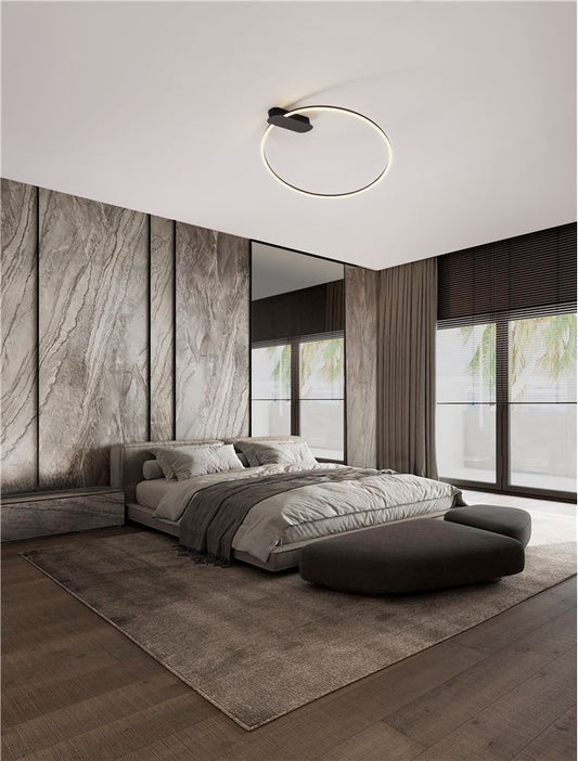 Plafoniera KIKLOS Triac Dimmable Sandy Black Steel, Aluminium & Silicone LED 30W 3000K Diam: 64 cm  Nova Luce