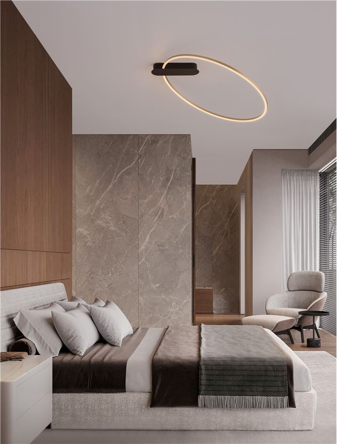 Plafoniera KIKLOS Triac Dimmable Brass Gold Steel, Aluminium & Silicone LED 30W 3000K Diam: 64 cm  Nova Luce