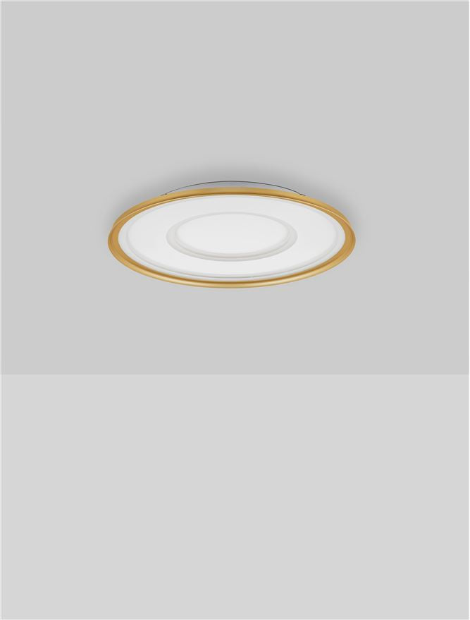 Plafoniera FIGIN Dimmable by Remote Control CCT Sandy Gold Steel, Aluminium & Acrylic LED 49W 2700-5000K Diam: 60 cm  Nova Luce