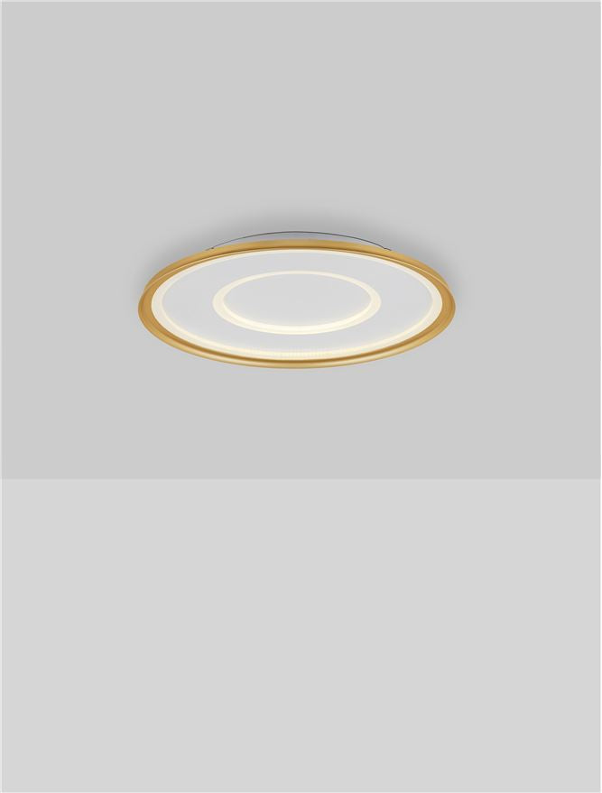 Plafoniera FIGIN Dimmable by Remote Control CCT Sandy Gold Steel, Aluminium & Acrylic LED 49W 2700-5000K Diam: 60 cm  Nova Luce