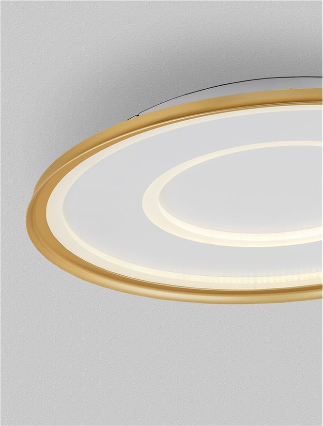 Plafoniera FIGIN Dimmable by Remote Control CCT Sandy Gold Steel, Aluminium & Acrylic LED 49W 2700-5000K Diam: 60 cm  Nova Luce