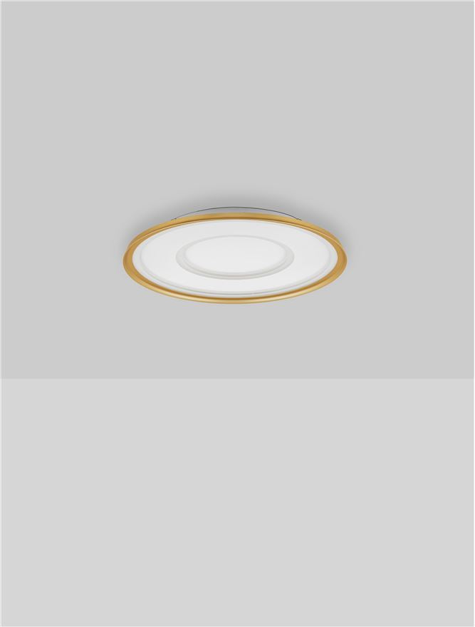 Plafoniera FIGIN Dimmable by Remote Control CCT Sandy Gold Steel, Aluminium & Acrylic LED 40W 2700-5000K Diam: 50 cm  Nova Luce