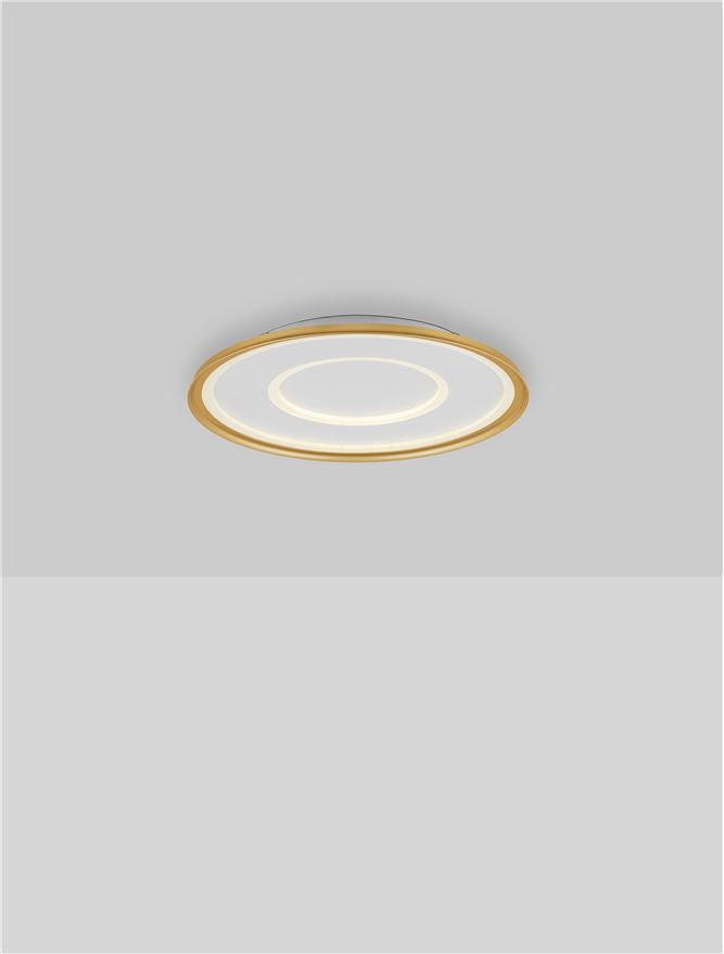 Plafoniera FIGIN Dimmable by Remote Control CCT Sandy Gold Steel, Aluminium & Acrylic LED 40W 2700-5000K Diam: 50 cm  Nova Luce