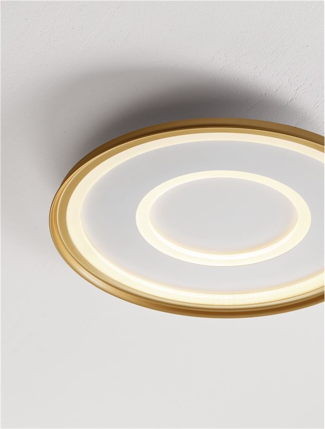 Plafoniera FIGIN Dimmable by Remote Control CCT Sandy Gold Steel, Aluminium & Acrylic LED 40W 2700-5000K Diam: 50 cm  Nova Luce