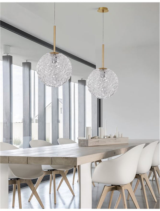 Lampa suspendata MIRANO Clear Structured Glass & Brushed Gold Steel E27 1x12 NOVA LUCE