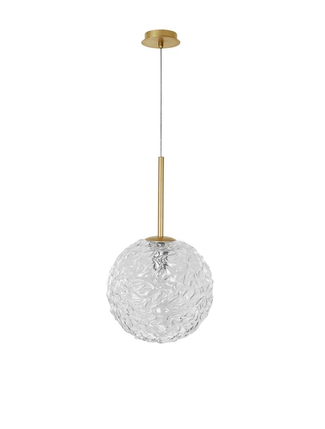 Lampa suspendata MIRANO Clear Structured Glass & Brushed Gold Steel E27 1x12 NOVA LUCE