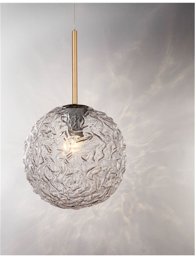 Lampa suspendata MIRANO Clear Structured Glass & Brushed Gold Steel E27 1x12 NOVA LUCE