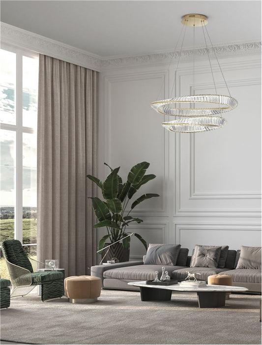 Lampa suspendata AURELIA 2 Gold Metal & Crystal 70W NOVA LUCE