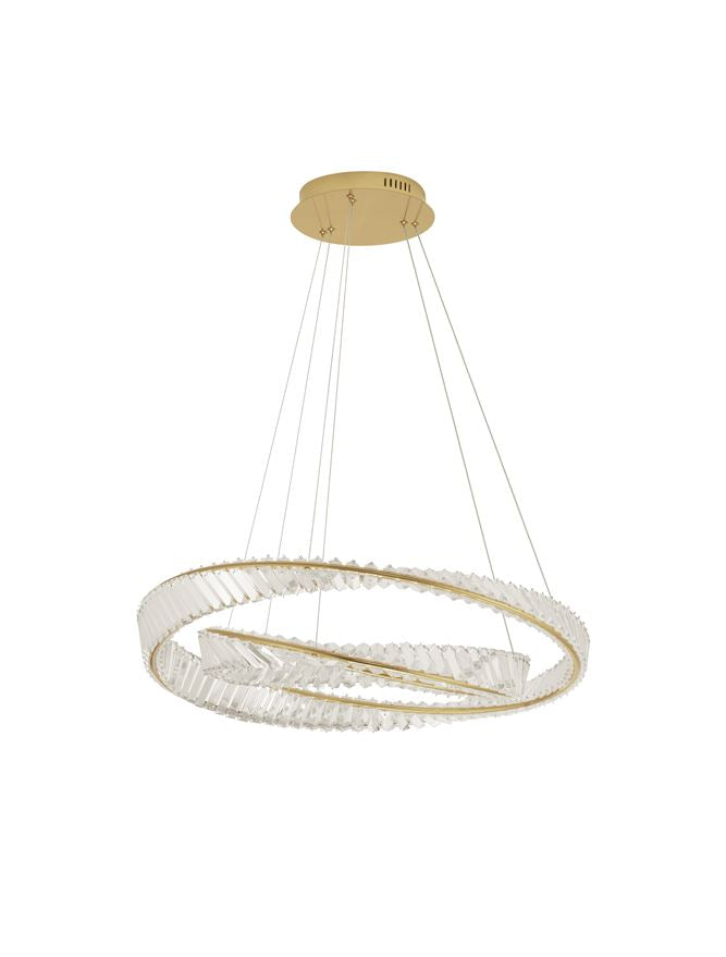 Lampa suspendata AURELIA 2 Gold Metal & Crystal 70W NOVA LUCE