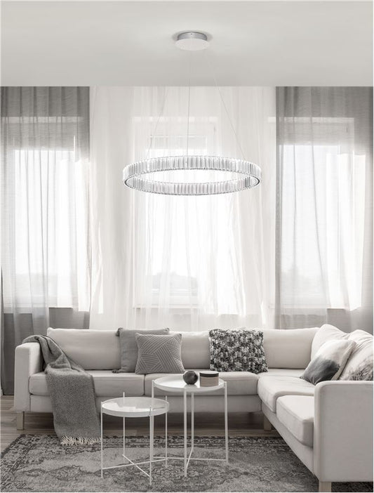 Lampa suspendata AURELIA Chrome Metal & Crystal D80 47W NOVA LUCE