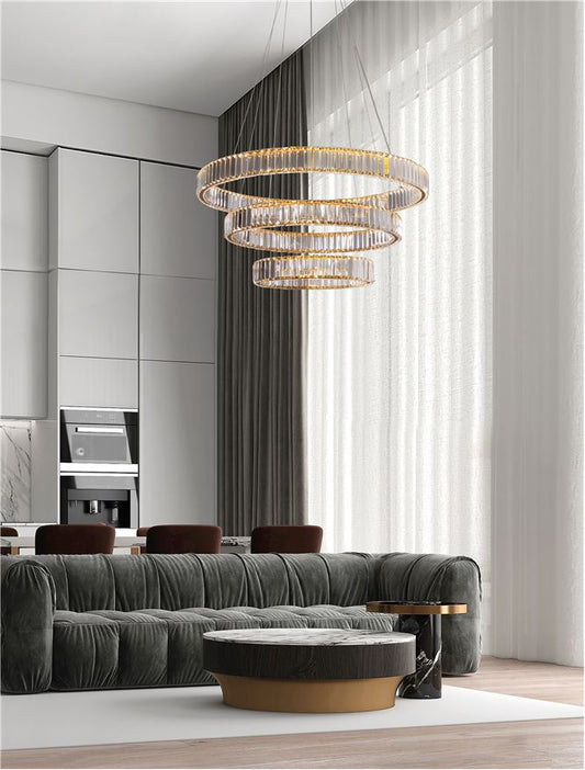 Lampa suspendata AURELIA 3 Gold Metal & Crystal 92W NOVA LUCE