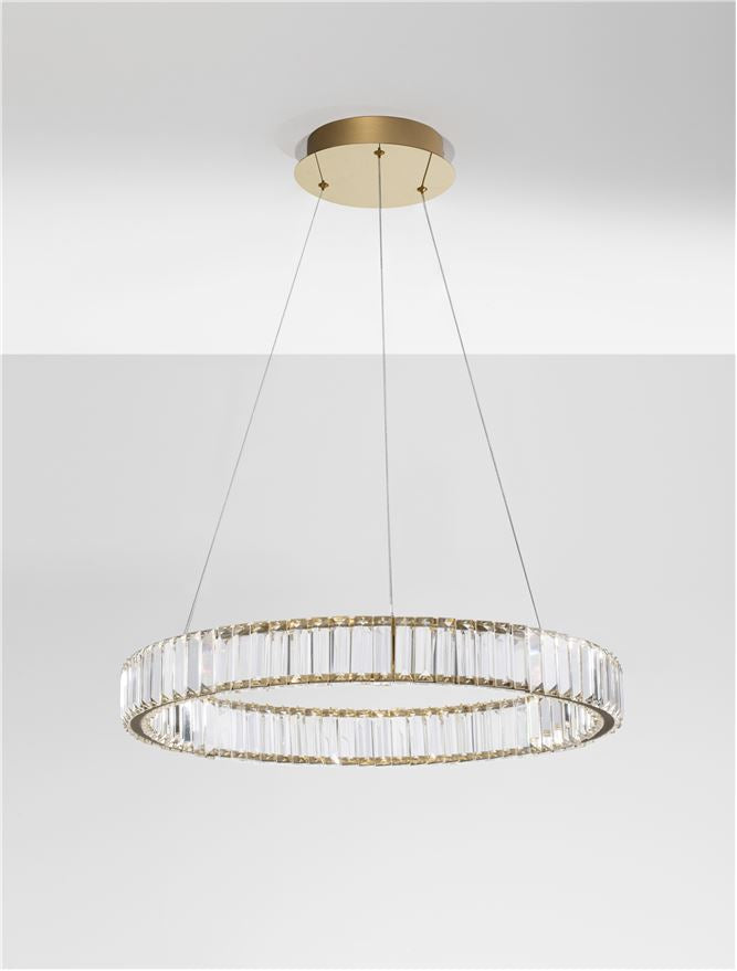 Lampa suspendata AURELIA Gold Metal & Crystal D60 40W NOVA LUCE