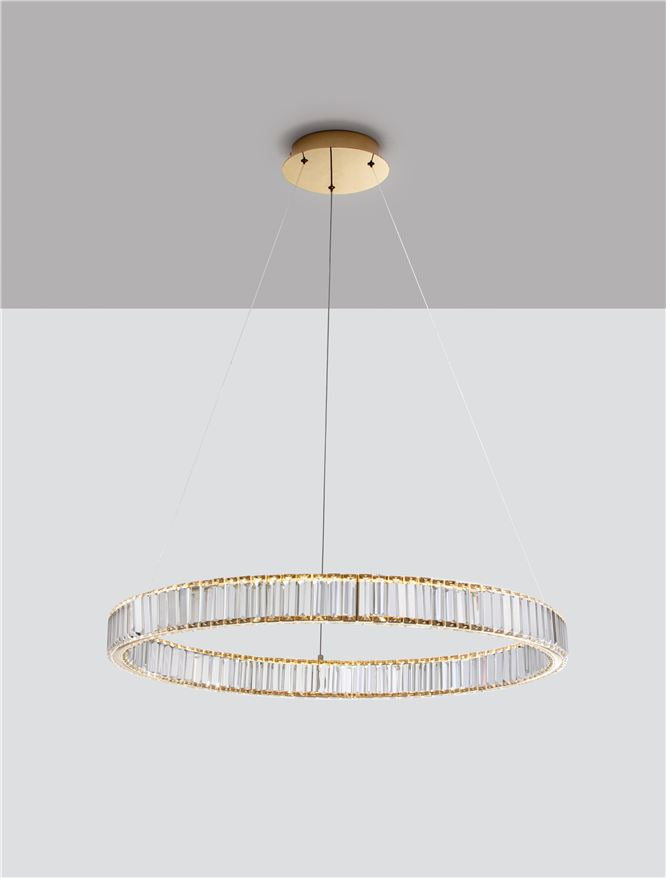 Lampa suspendata AURELIA Gold Metal & Crystal D80 47W NOVA LUCE