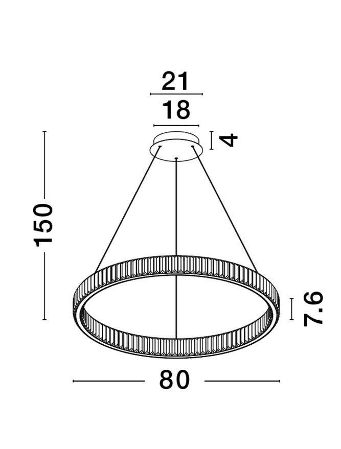 Lampa suspendata AURELIA Gold Metal & Crystal D80 47W NOVA LUCE