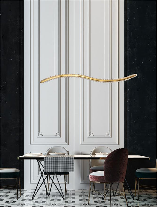 Lampa suspendata AURELIA Gold Metal & Crystal L100 NOVA LUCE