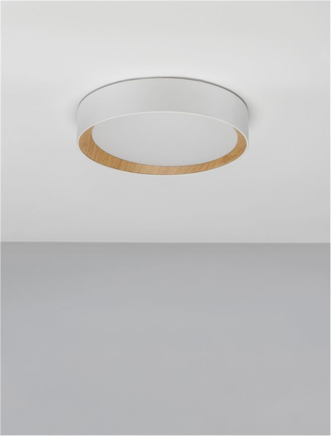 Plafoniera STAKE Sandy White Aluminium Wood & Acrylic 30W Diam. 35 cm Nova Luce