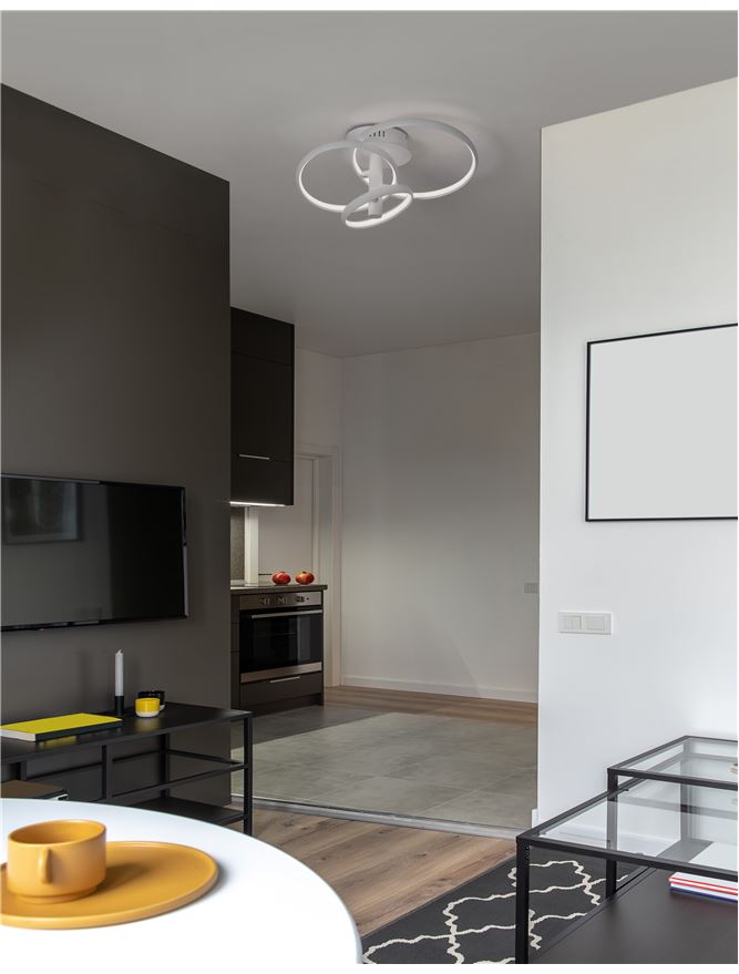 Plafoniera EMIL Sandy White Aluminium & Acrylic Dimmable Led 30W Dim: 45X35 cm Nova Luce