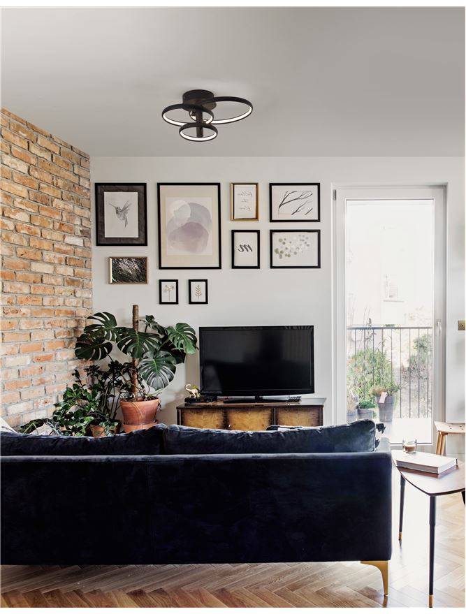 Plafoniera EMIL Sandy Black Aluminium & Acrylic Dimmable Led 30W Dim: 45X35 cm Nova Luce