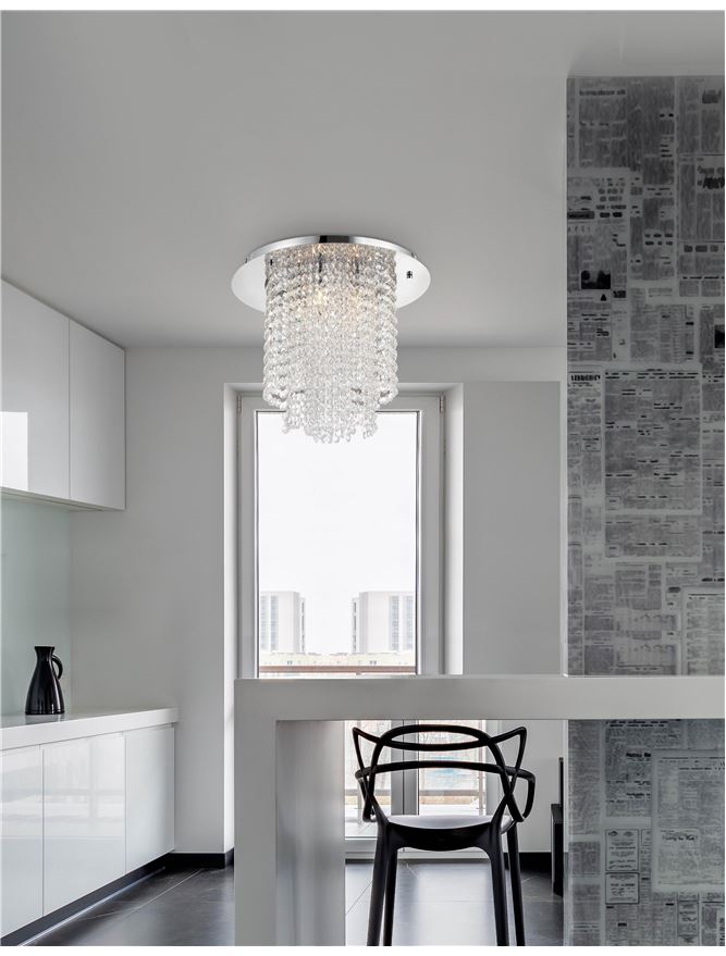 Plafoniera FONTANA Chrome Metal K9 Crystal Led 5X5W G9 Diam: 40 cm Nova Luce