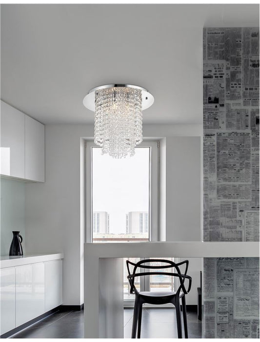 Plafoniera FONTANA Chrome Metal K9 Crystal Led 5X5W G9  Diam: 40 cm Nova Luce