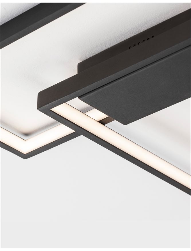 Plafoniera PORTO Sandy Black Steel Aluminium & Acrylic Dimmable 30W Dim: 45x45 cm Nova Luce