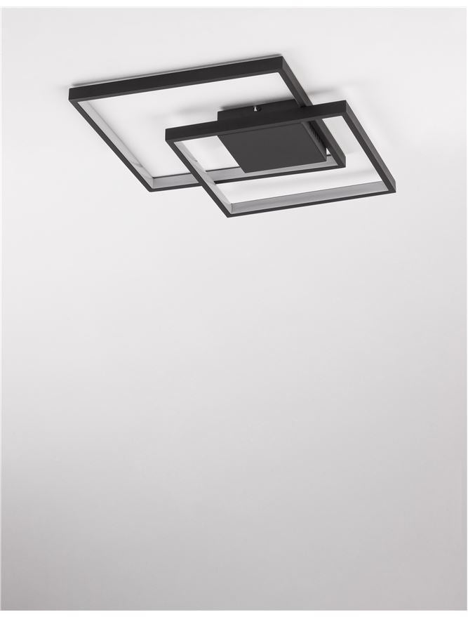 Plafoniera PORTO Sandy Black Steel Aluminium & Acrylic Dimmable 30W Dim: 42.5x42.5 cm Nova Luce