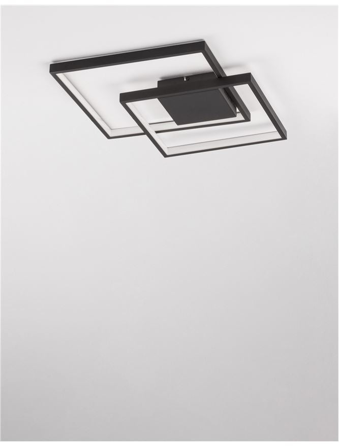 Plafoniera PORTO Sandy Black Steel Aluminium & Acrylic Dimmable 30W Dim: 42.5x42.5 cm Nova Luce