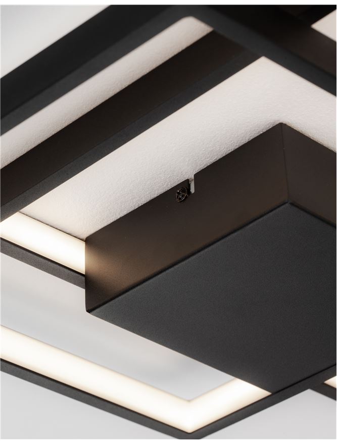 Plafoniera PORTO Sandy Black Steel Aluminium & Acrylic Dimmable 30W Dim: 42.5x42.5 cm Nova Luce