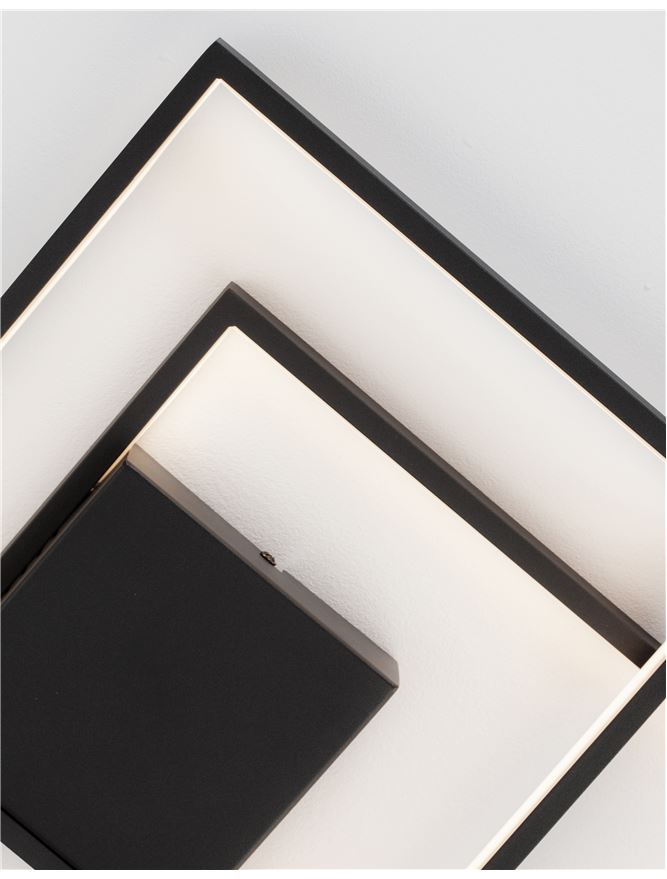 Plafoniera PORTO Sandy Black Steel Aluminium & Acrylic Dimmable 30W Dim: 42.5x42.5 cm Nova Luce
