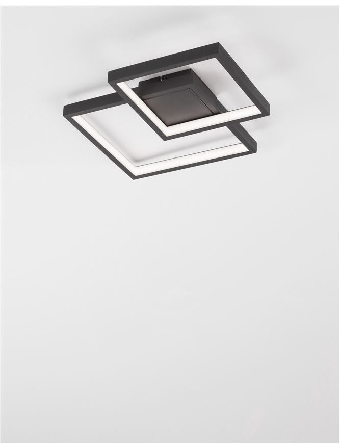 Plafoniera PORTO Sandy Black Steel Aluminium & Acrylic 19W Dim: 32X32 cm Nova Luce