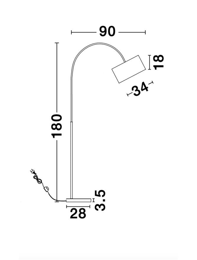 Lampadar SAMA black led  E27 12W  IP20 H180cm Nova Luce