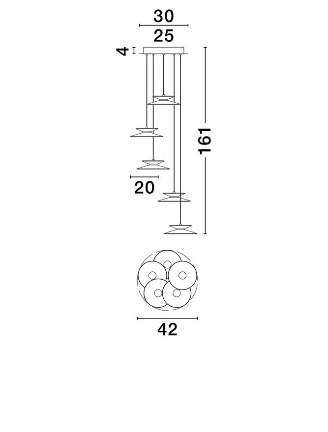 Lampa suspendata MORFI 5 LED 24 Watt 3000K IP20 D42cm Nova Luce